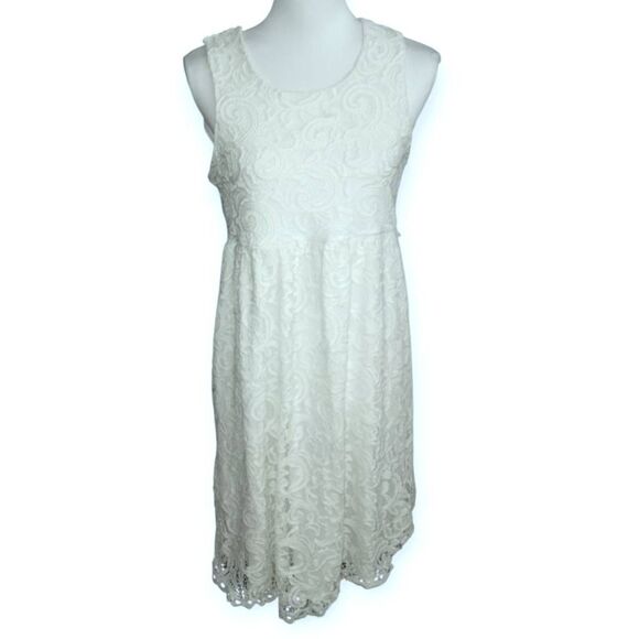 THREE SEASONS MATERNITY WHITE LACE DRESS SZ.M EUC - Picture 1 of 6